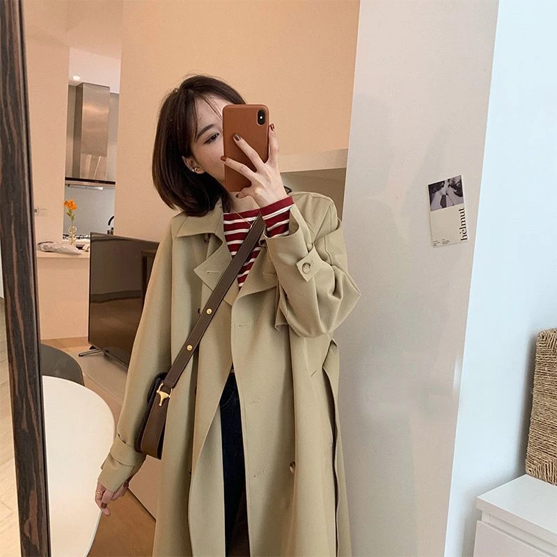 风衣外套女年春秋季新款中长款小个子韩板洋气流行大衣英伦风