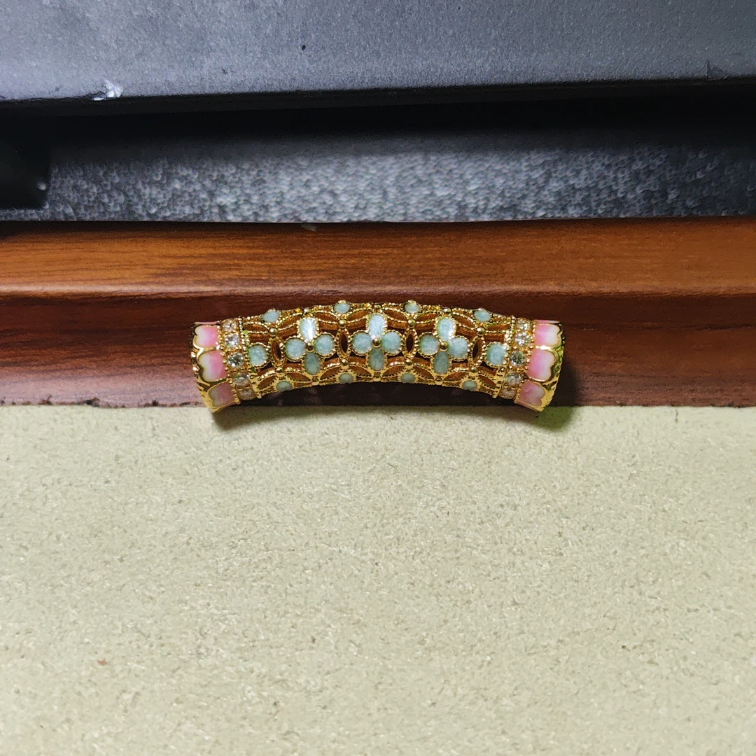 珐琅彩5D点钻弯管中式花纹精美配件