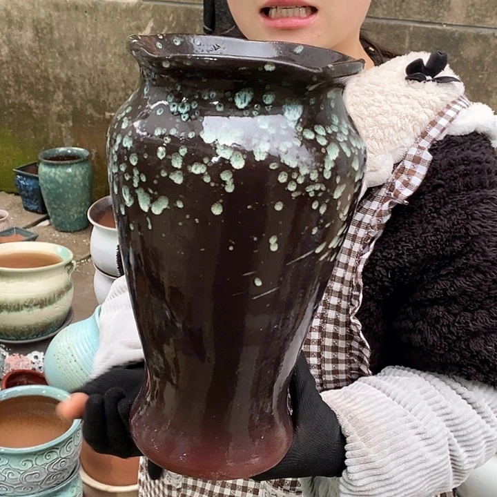 紫砂花盆瑕疵口17高30