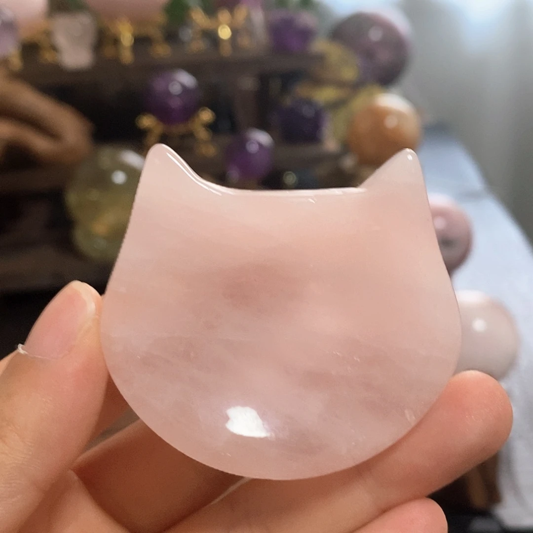 粉水晶猫盘子未镶嵌水晶
