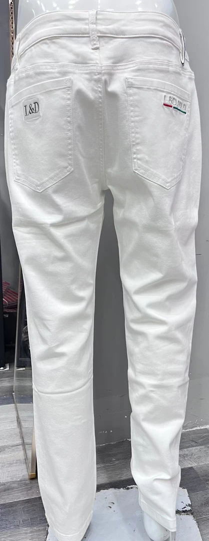 男装夏季修身裤男拉链弹力男士时尚白色薄款牛仔裤长裤免烫