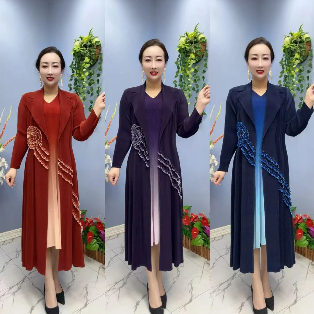 6010气质重工时尚洋气修身褶皱女士连衣裙