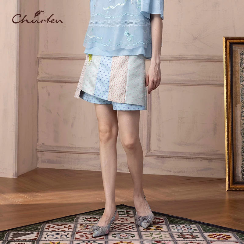 【媛媛专享】朝峰春季时尚碎花休闲百搭宽松裤裙女士CFD1C361-3111D