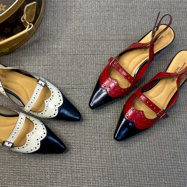 2025年新款尖头夏季镂空小跟鞋后空凉拖鞋细跟浅口百搭女士