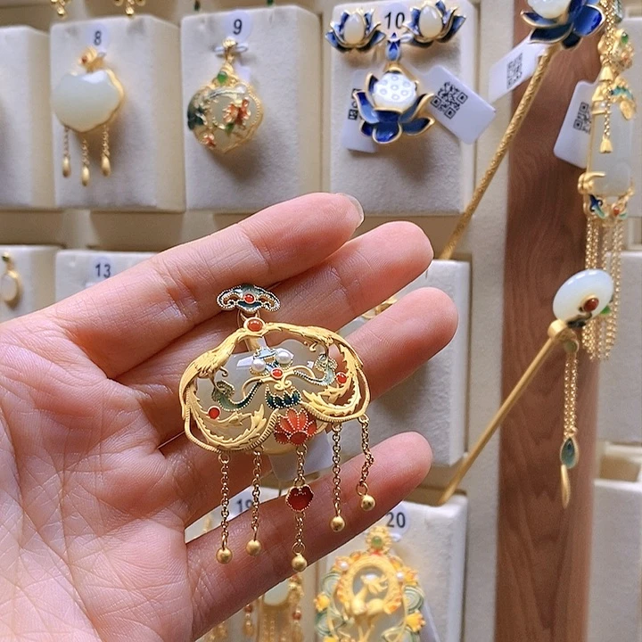 和田玉颈饰银S925镶嵌