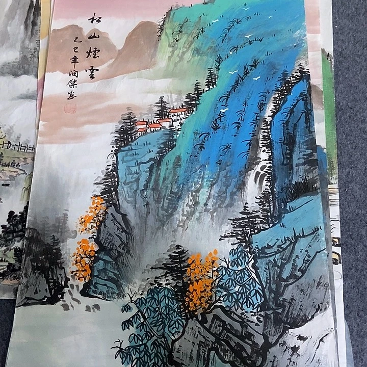 国画四尺三开一副