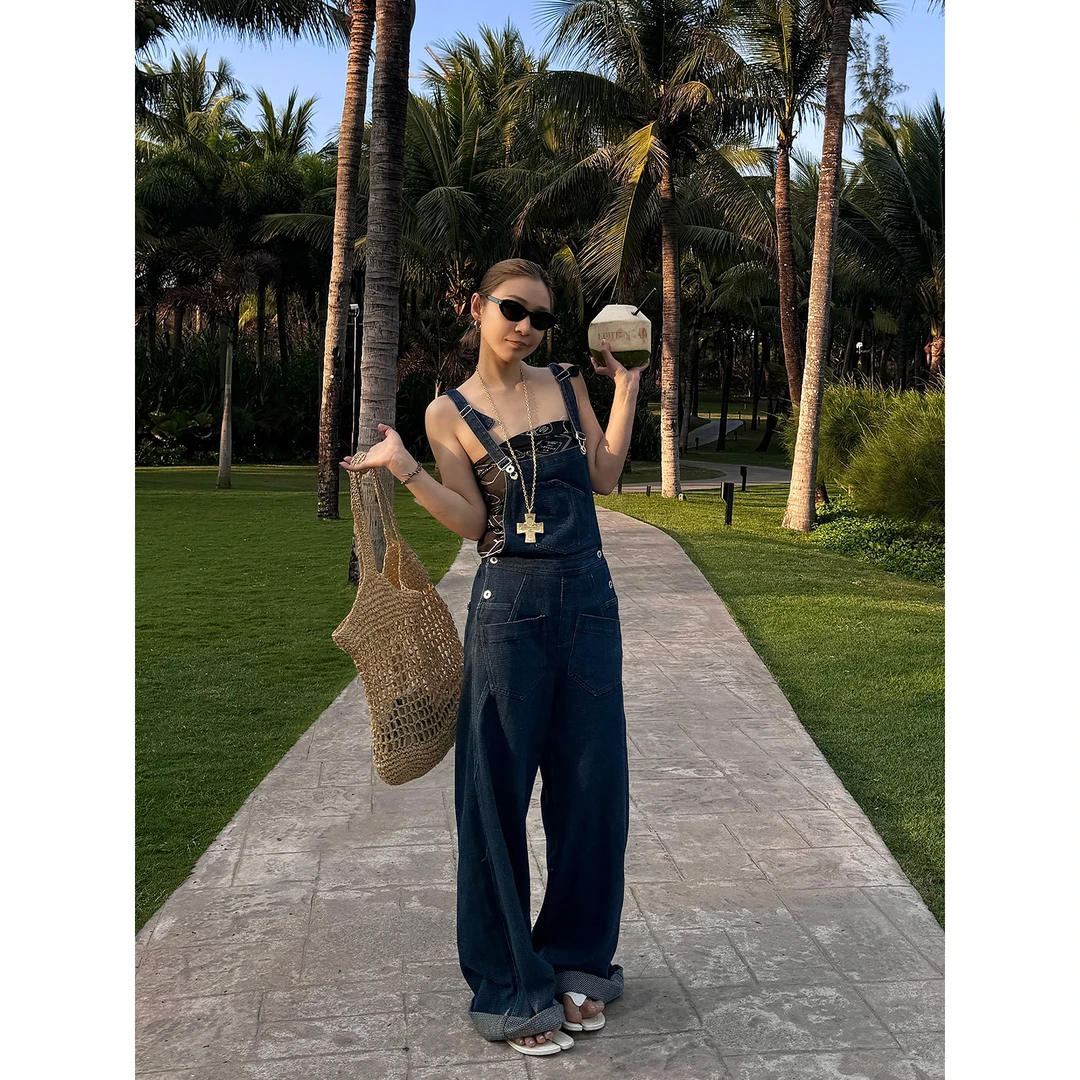 MANZANILLA设计师品牌25新品多口袋穿搭牛仔背带裤SOLSOL买手店