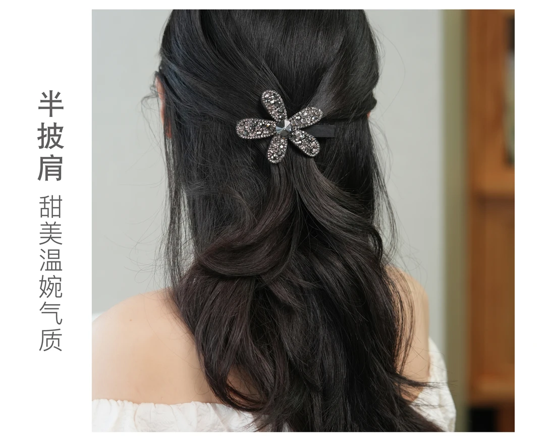 意大利【设计师】花嫣刘海夹花朵鸭嘴夹韩版轻奢时尚刘海侧边夹发饰