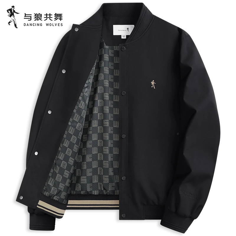 与狼共舞棒球领男士夹克2025秋季新款通勤飞行员百搭防风休闲外套
