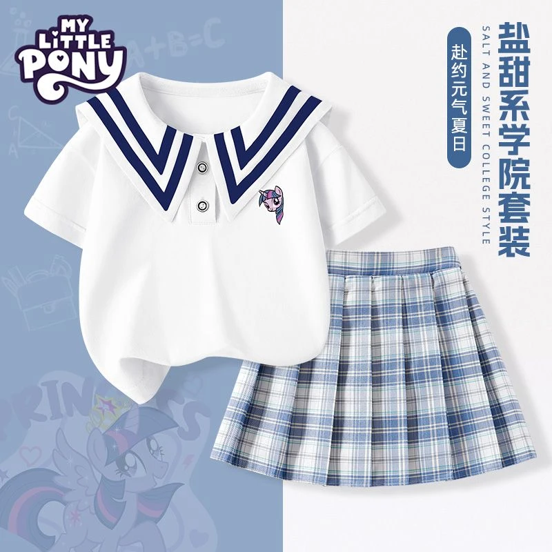 小马宝莉女童夏季裙子套装2025新款儿童学院风短袖中大童jk裙夏装