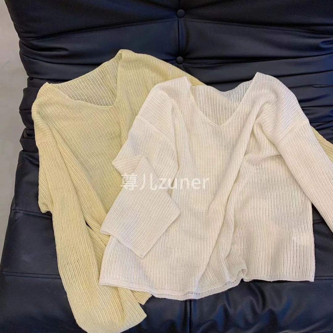 尊儿2025休闲毛衫长袖网红短款时尚百搭镂空韩版毛衣圆领罩衫