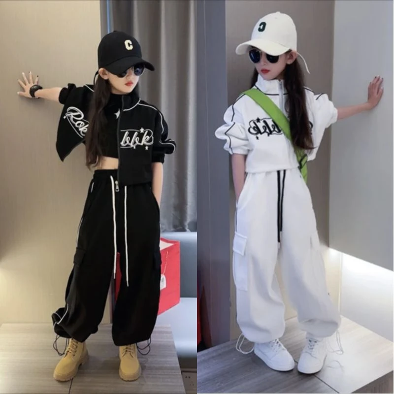 春装套装时髦2025春秋新款洋气潮酷中大童运动休闲外套两件套女装