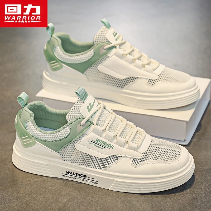 回力网面男鞋2025新款冬季薄款镂空透气网眼网鞋学生休闲运动板鞋