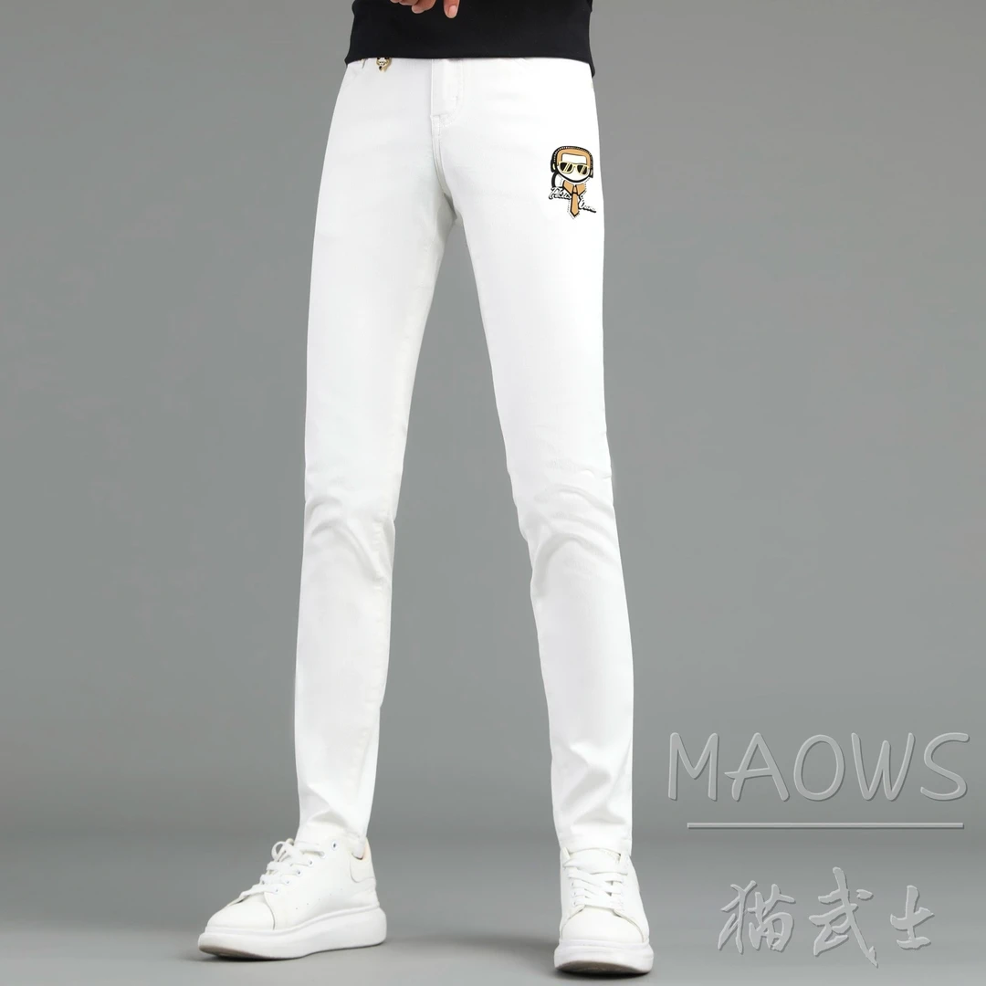 拉链牛仔裤男款夏季薄款弹力中腰修身小脚裤时尚潮流长裤CLK-11