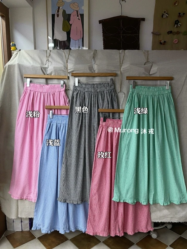 叨叨推荐款 MR#56043#小格子花边裤裙 FL