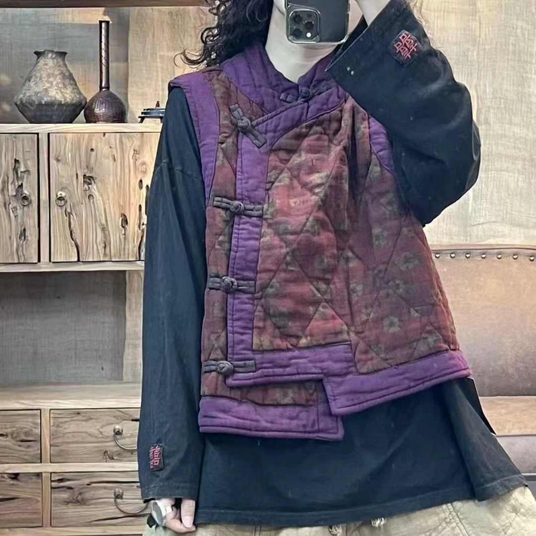 19 冬季新品休闲百搭花色夹棉加厚女士背心马夹 胸围114长57