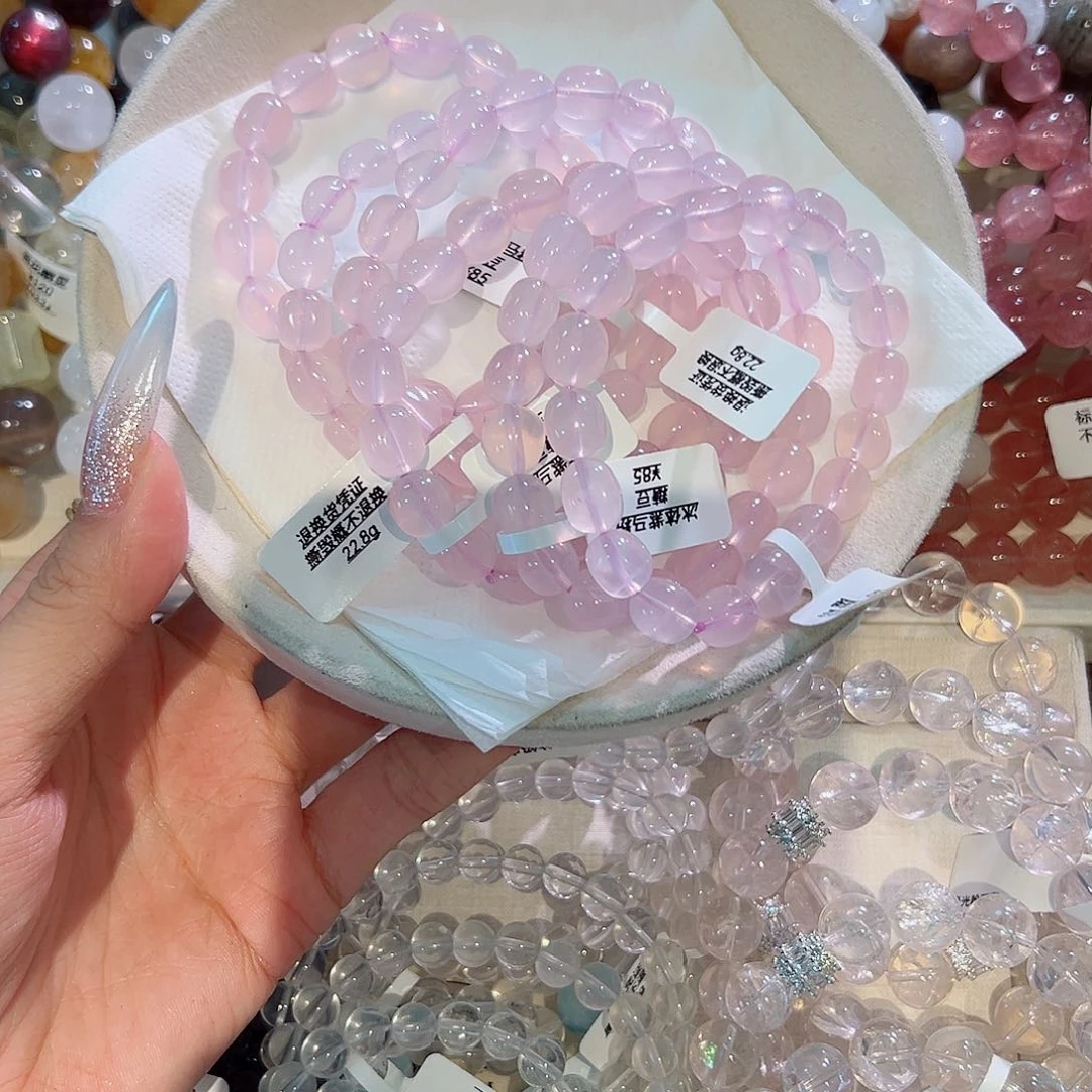 水晶手链未镶嵌冰体紫马粉糖豆