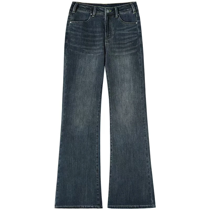 加绒加厚微喇牛仔裤高腰显瘦弹力提臀长裤