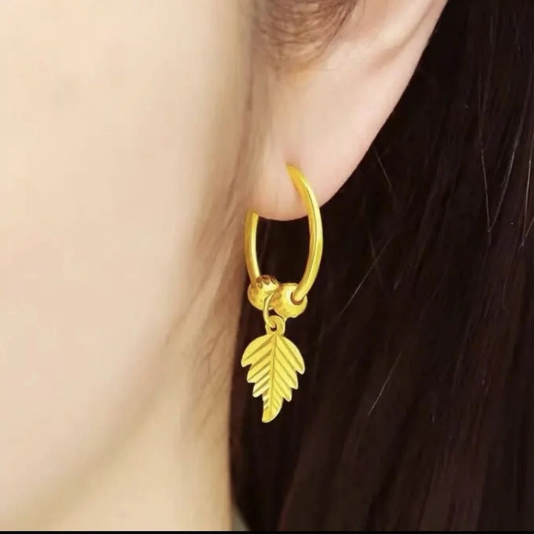 铜合金耳饰   【迷你小树叶耳圈]时尚气质短款耳环（送两对到手三对