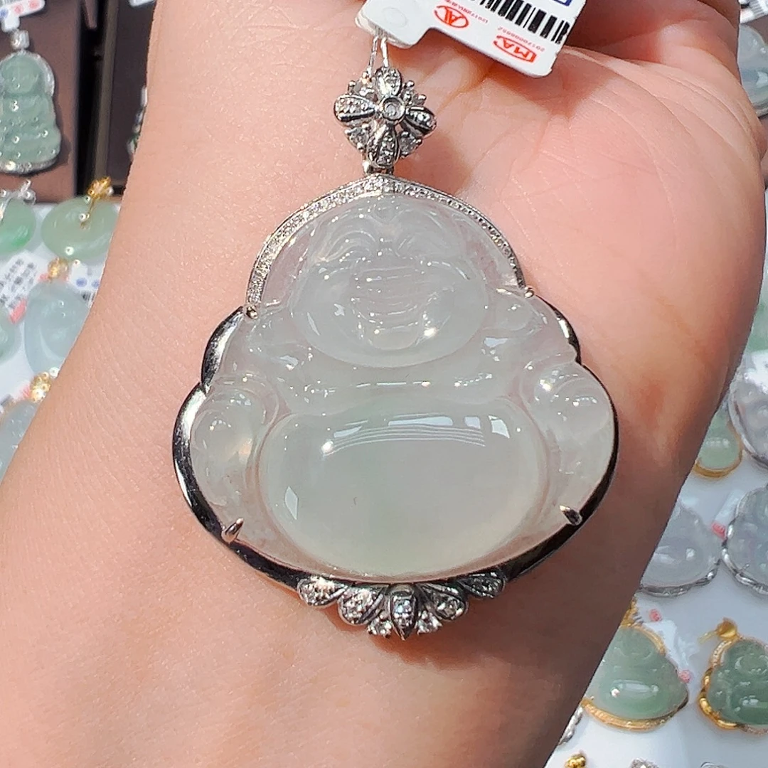 吊坠(不含链)18K金镶嵌翡翠佛公