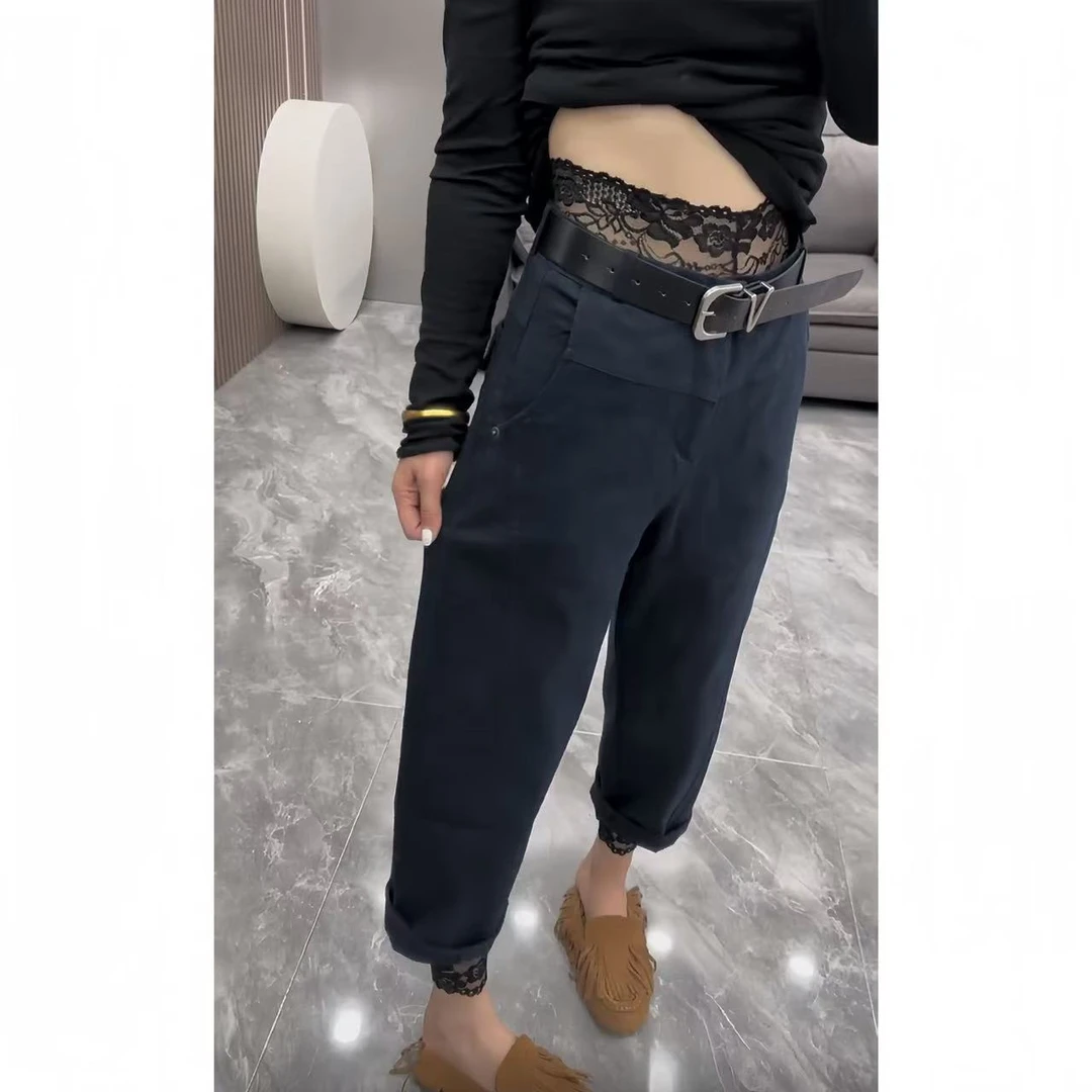 唐芯媛秋季新款爆款高腰直筒牛仔裤女洋气减龄九分显瘦哈伦老爹裤