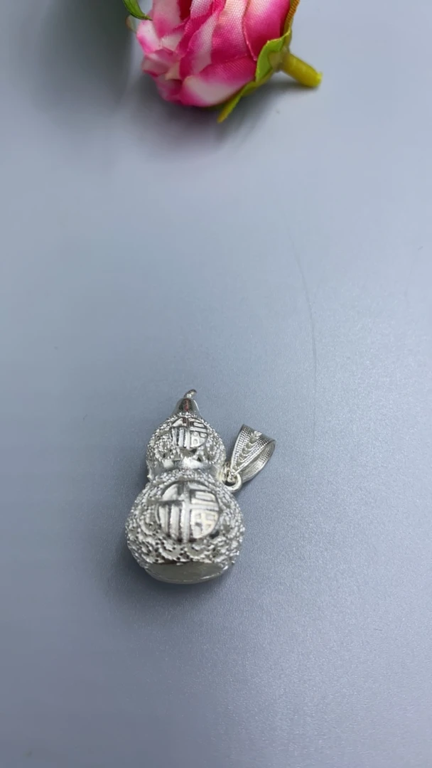 吊坠足银 足银拉丝中葫芦吊坠