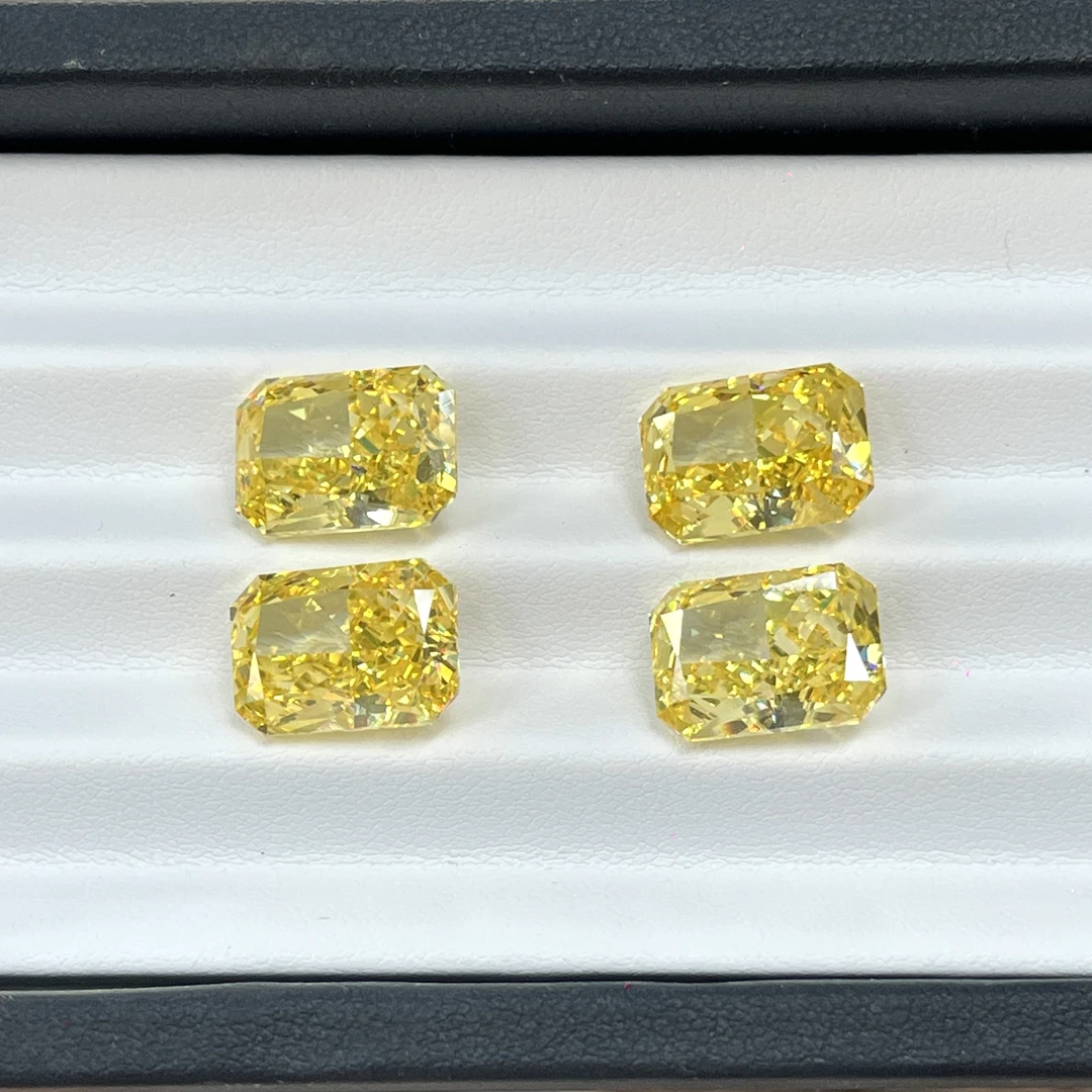 高品质无暇冰花切长方倒角锆石美甲DIY饰品美甲钻金色爆闪方形