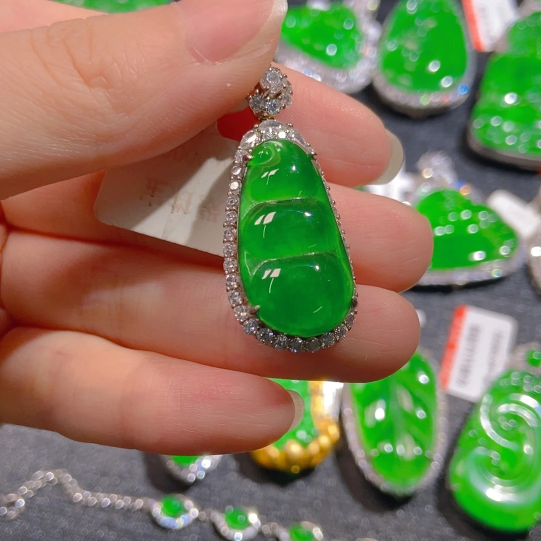 翡翠银S925镶嵌吊坠(不含链)
