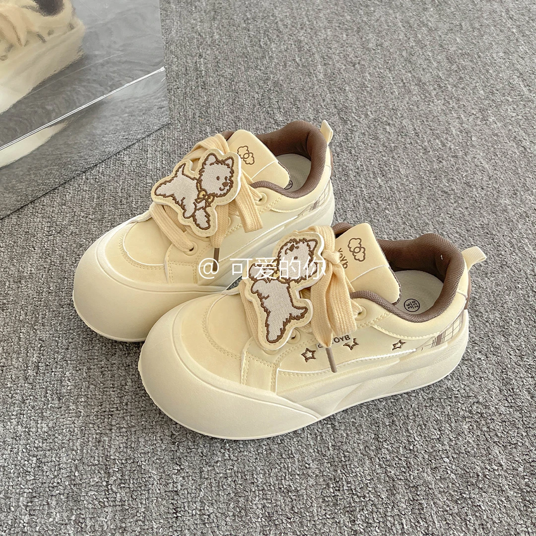 原创小众设计早秋可爱面包鞋女款爆款2025新款厚底小白鞋休闲板鞋