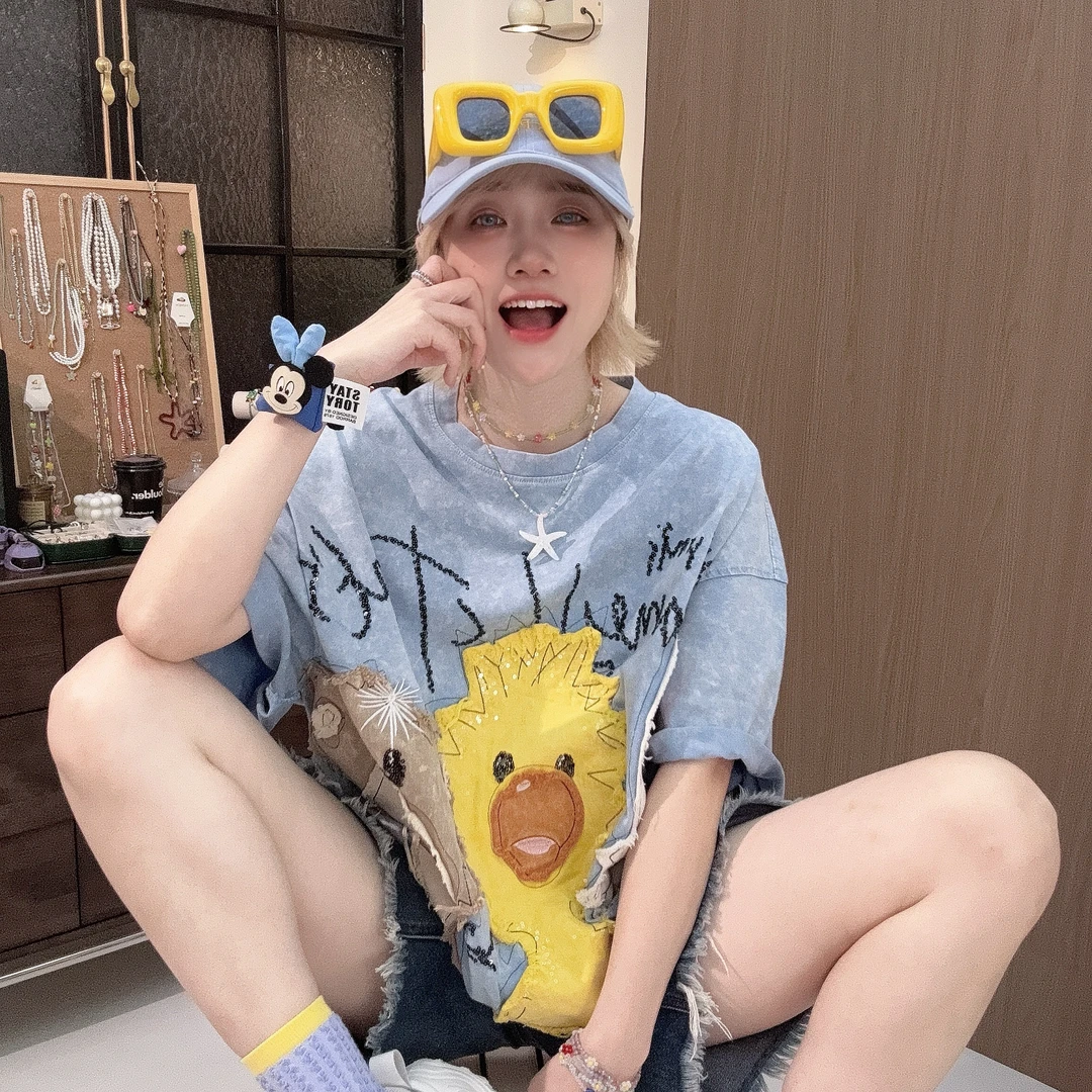 Apr.【动物园】宽松显白百搭时尚休闲夏季数码印潮流T恤女SC250424