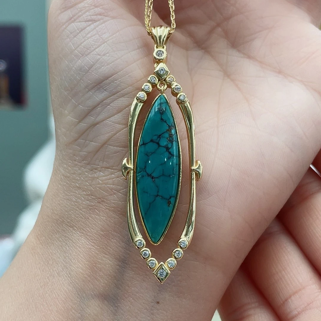 绿松石颈饰银S925镶嵌