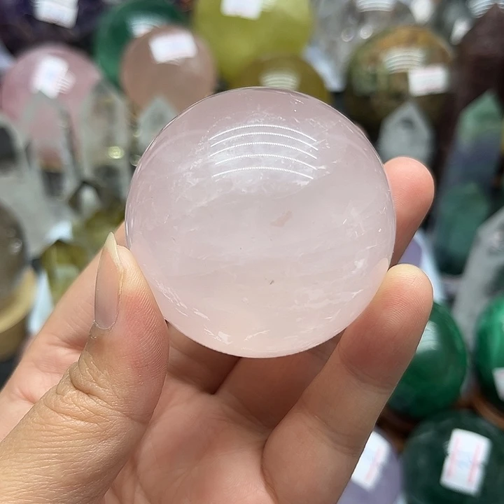 未镶嵌水晶珠宝半成品218克粉水晶球