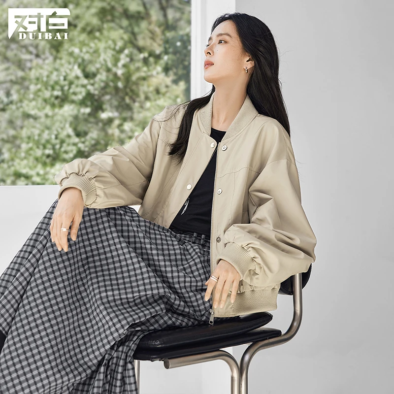 【粉丝限定】D01对白休闲棒球服夹克短外套通勤宽松上衣FDW076