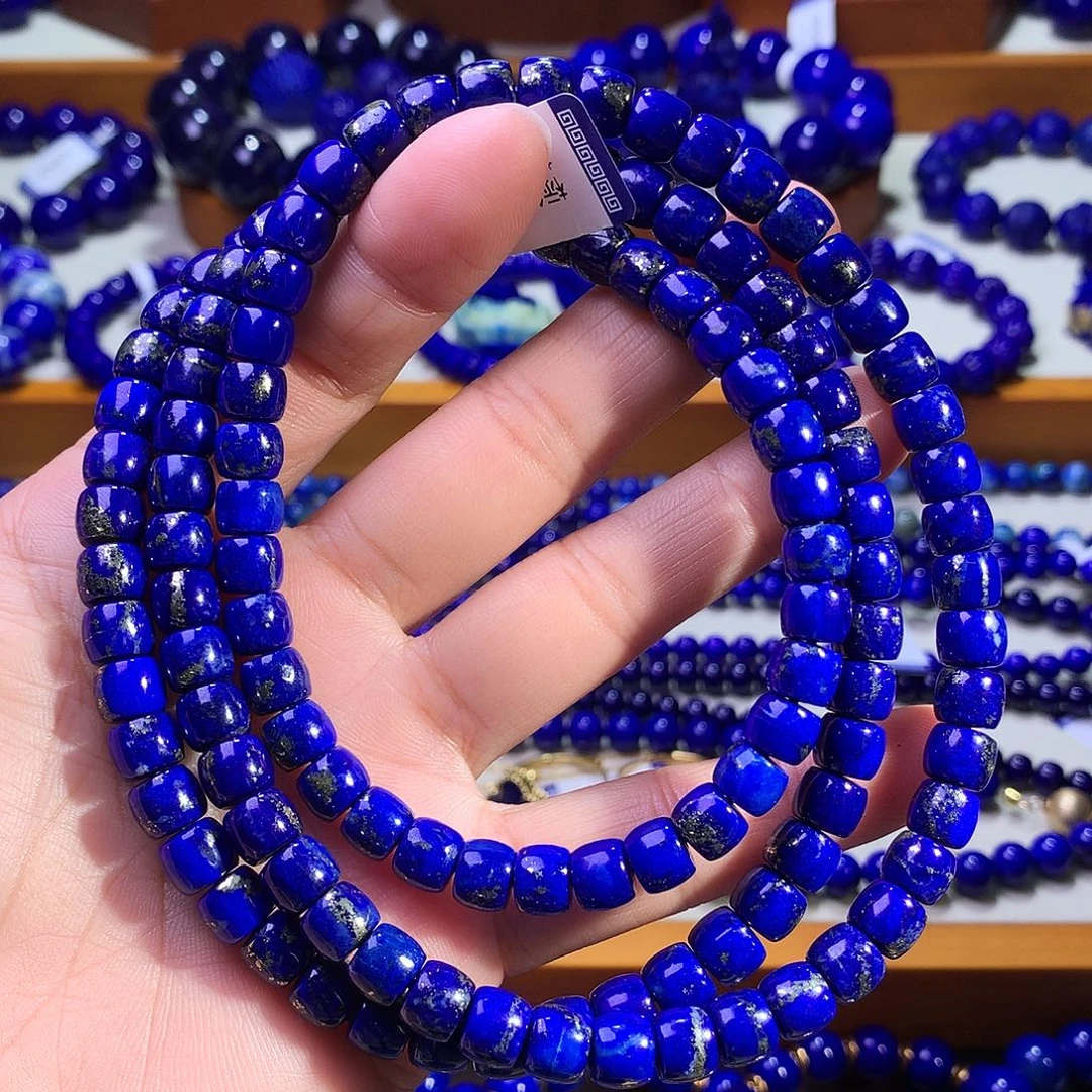 青金石未镶嵌手串7.3m高品特惠多金108佛珠7277