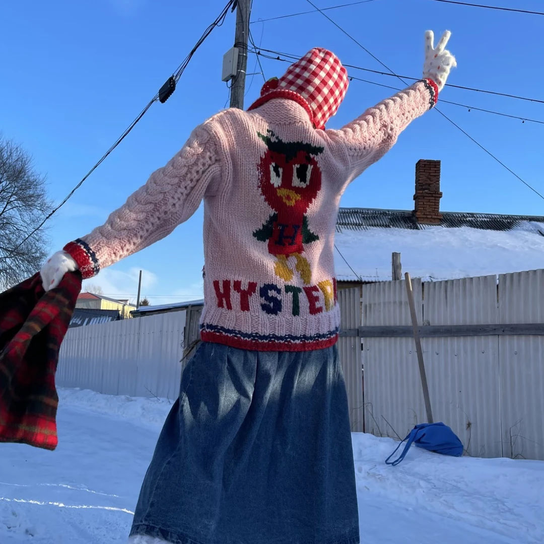 Danniel自制 雪地出片神器 北海道番茄鸟100羊毛手工毛衣外套