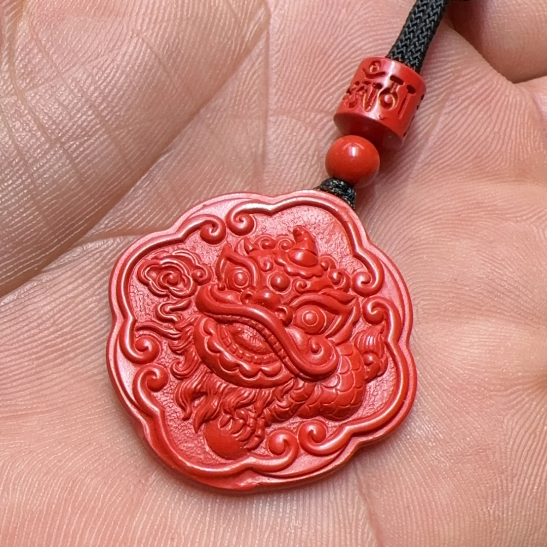 天然朱砂 水飞红砂（莲花貔貅）吊坠，朱砂礼物挂件