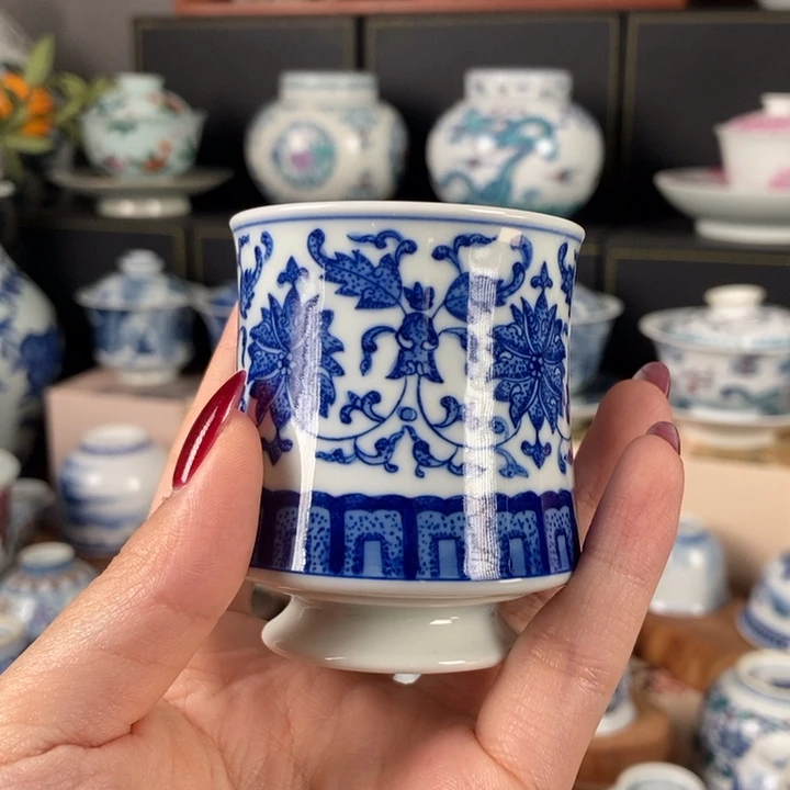 杯折葵非器缠枝莲闻香杯