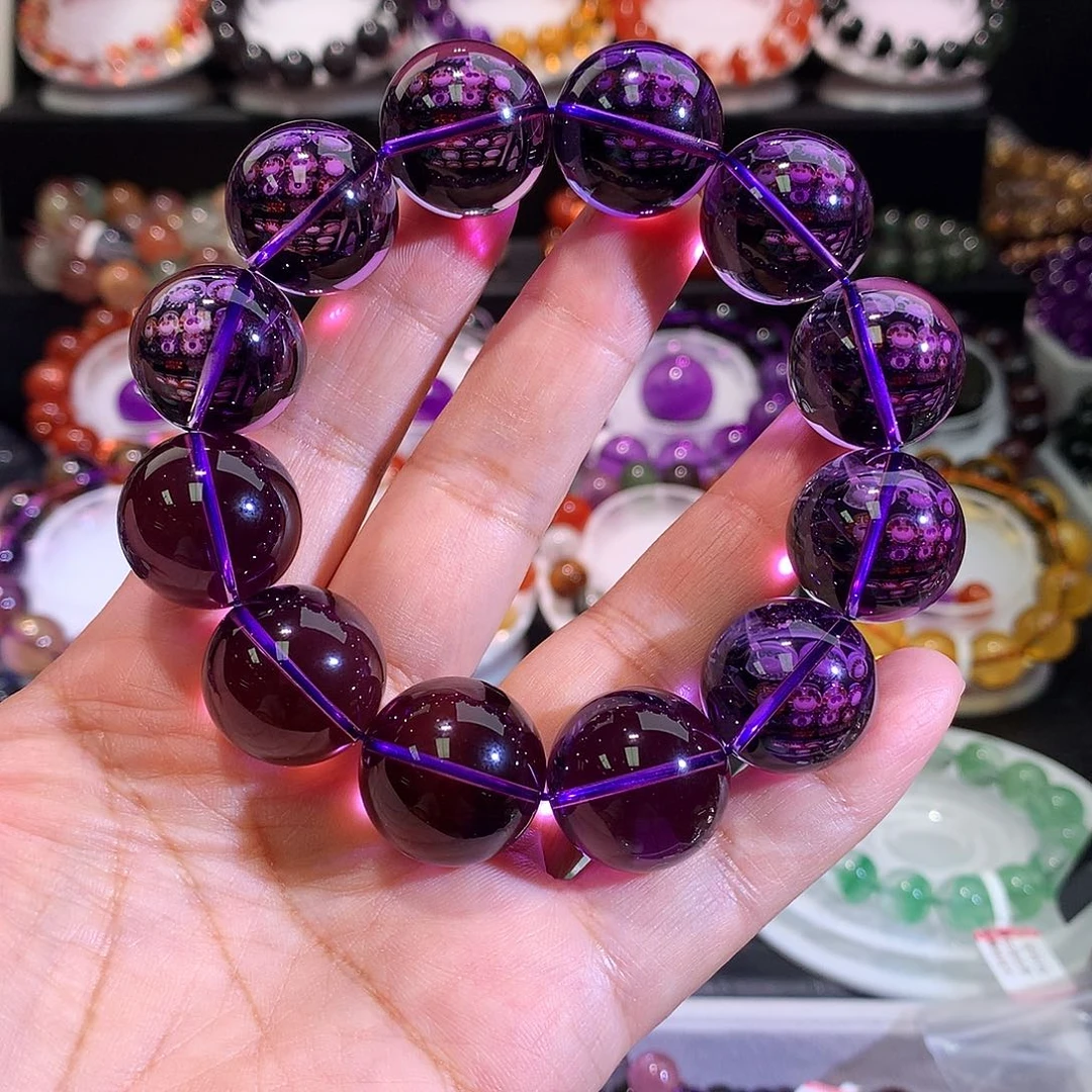 未镶嵌水晶手链20毫米浓紫水晶