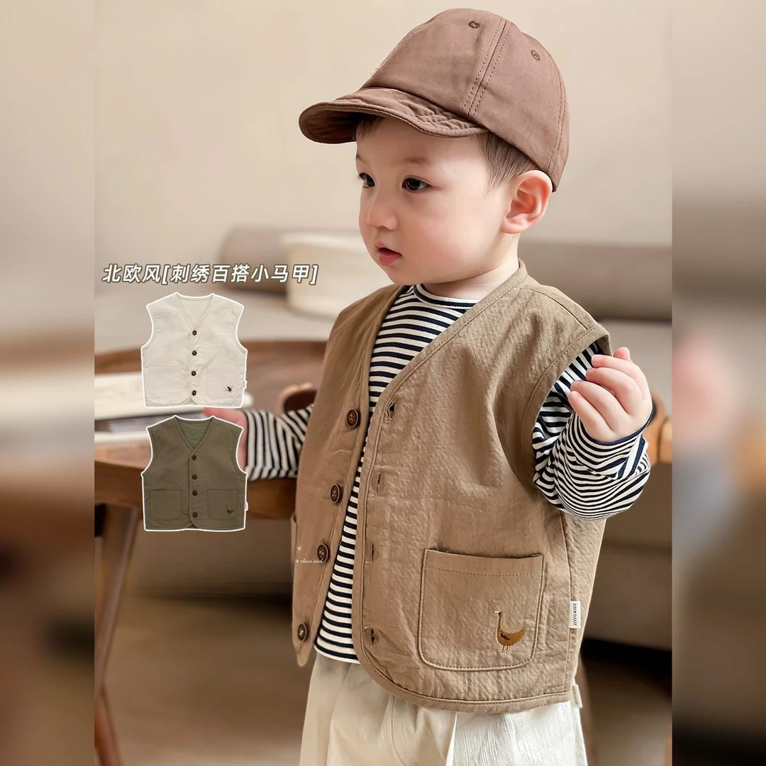 潮款新儿童马夹男童新款春秋中小童男童百搭马甲百搭秋季马甲男童
