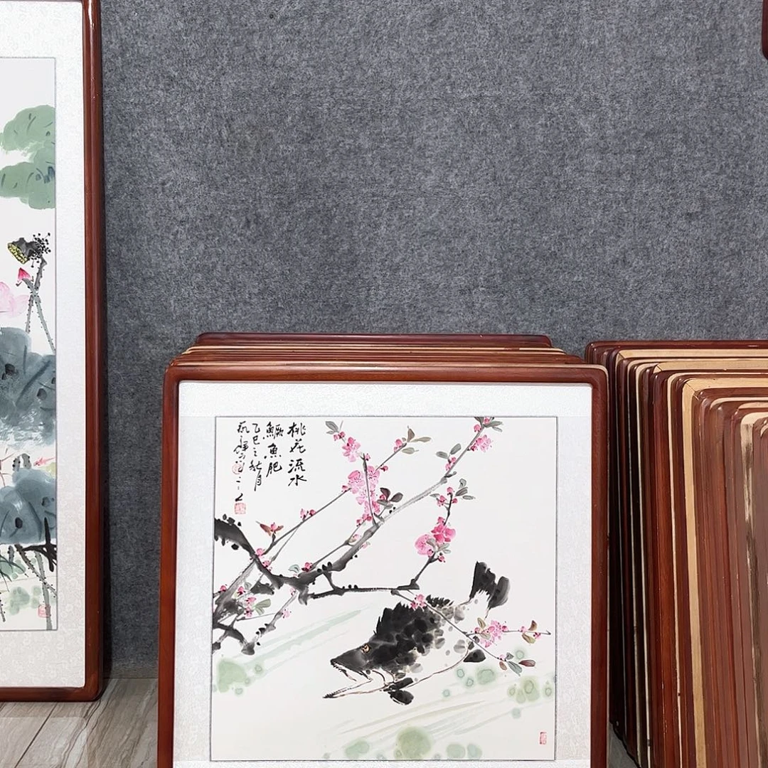 国画书画作品带框63×63