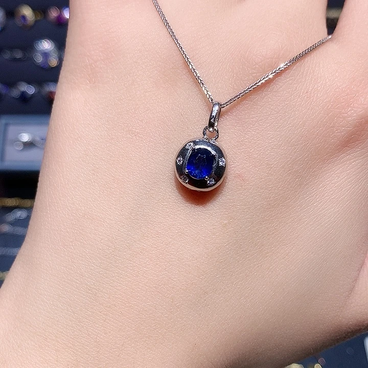 吊坠(赠链)银S925镶嵌蓝宝石