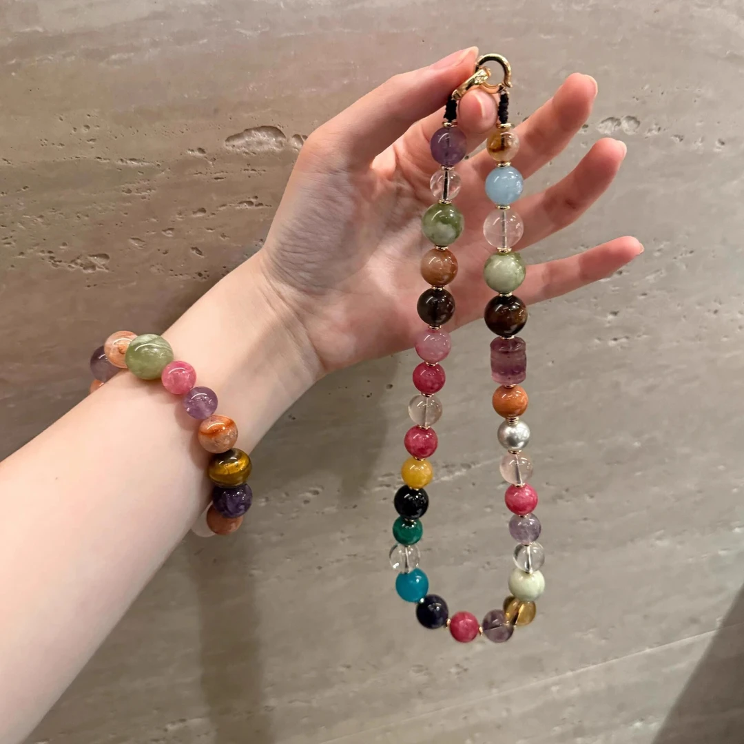 铜合金项链 明星同款多宝气质百搭项链女彩色能量高级感轻奢串链