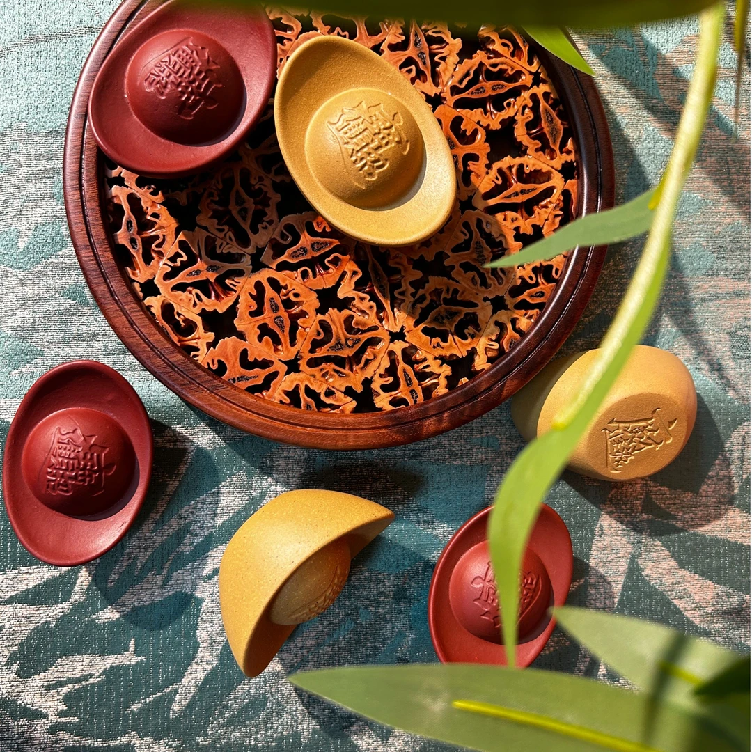 【非遗】紫砂茶宠元宝摆件段泥手工茶具茶台茶玩手把件