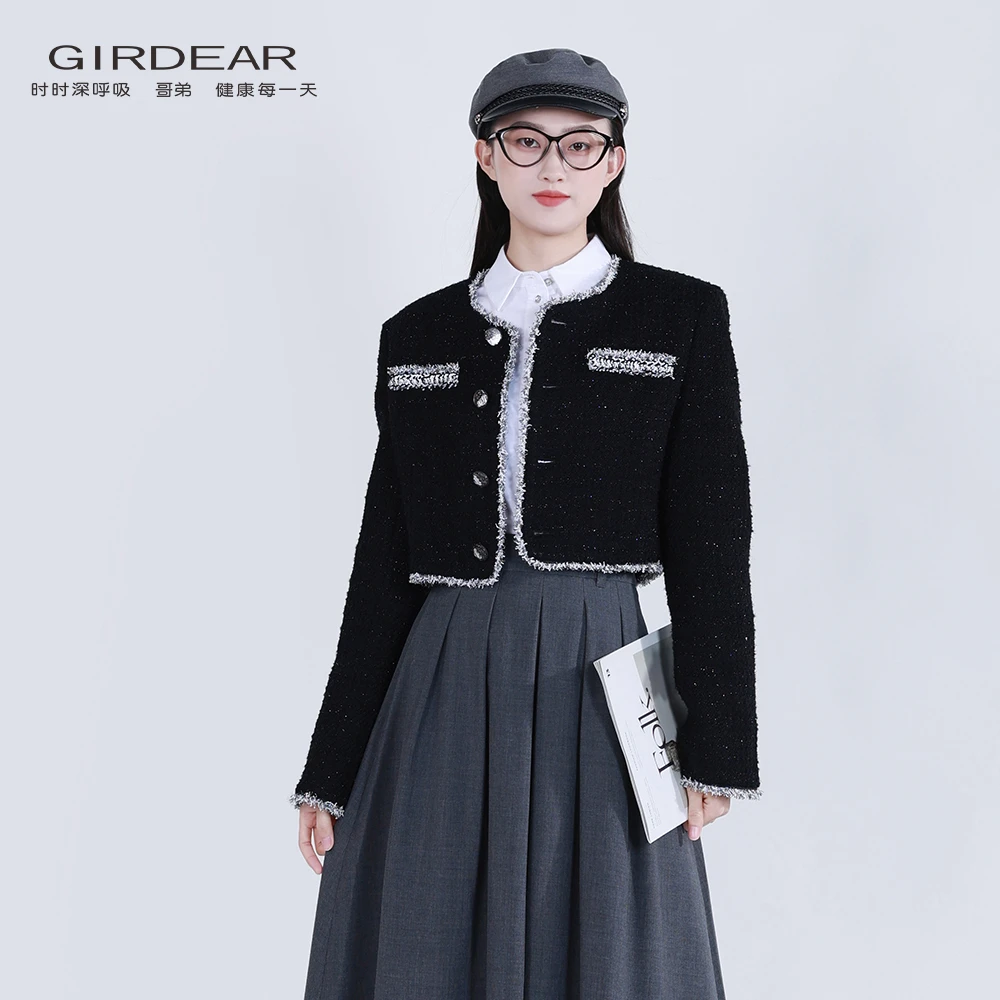 哥弟新款复古轻奢精致气质千金法式时尚小香风短款外套女1400741