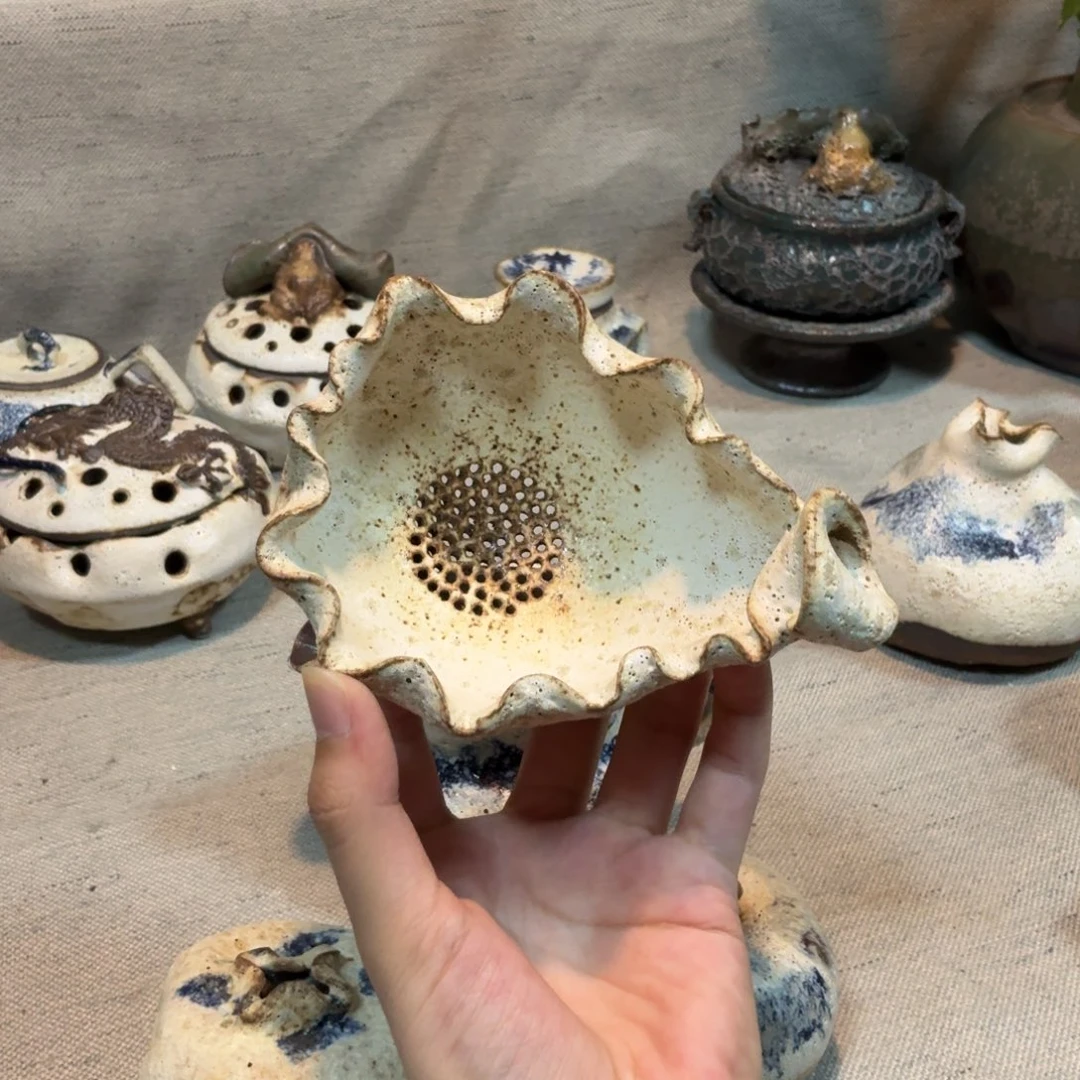 粉引纯手工茶漏一个