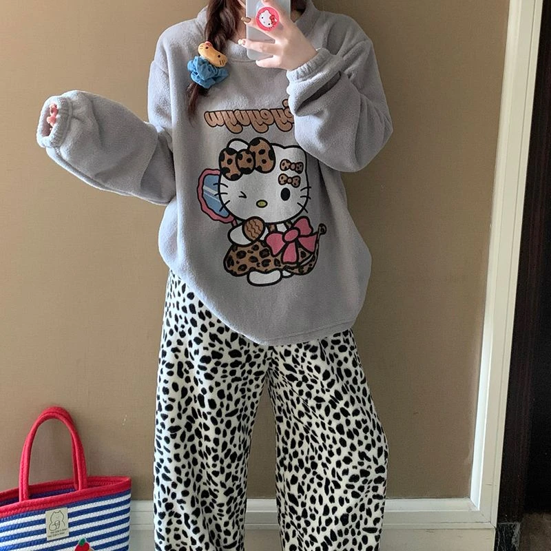 秋冬季新款女生睡衣套装高品质米粒绒加绒加厚家居服慵懒风可外穿