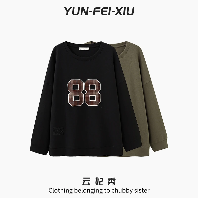 云妃秀卫衣圆领图案时尚宽松显瘦遮肉胖妹妹秋季8002A