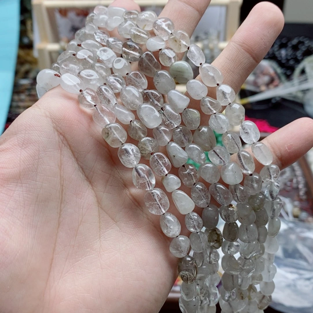 玛瑙/玉髓未镶嵌珠宝半成品一条天然白水晶不定型E51