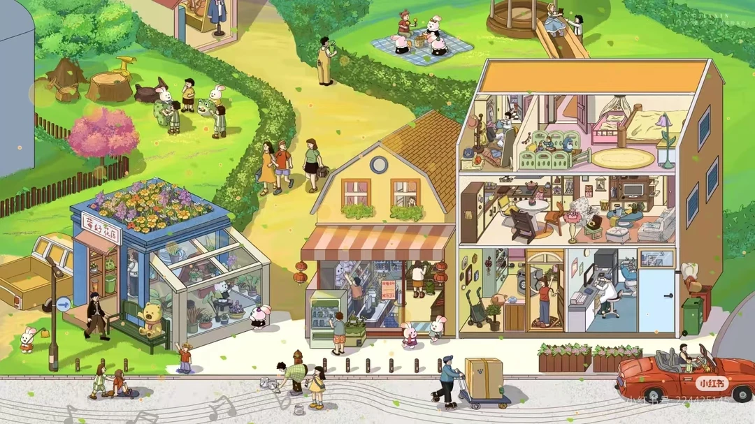 十八印象超大微缩造景场景贴纸3D立体手帐贴