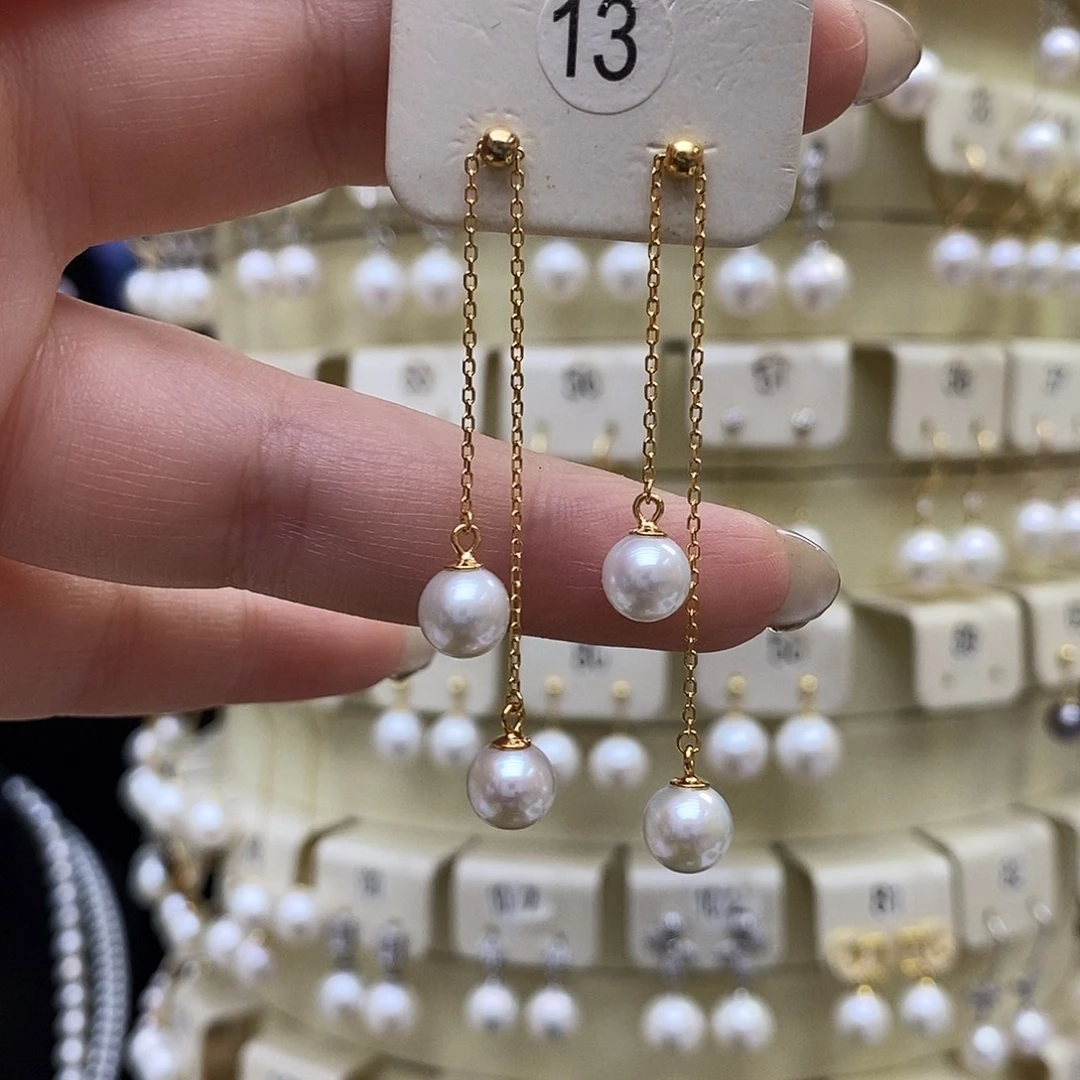 淡水珍珠耳饰银S925镶嵌